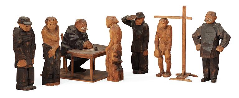 Axel Petersson Döderhultarn, "Beväringsmönstring" (The Enrollment Act), 8 pieces.