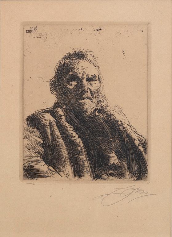 Anders Zorn, a signed etching from 1911.