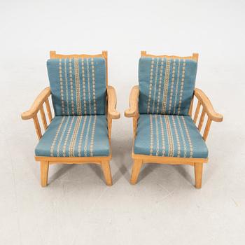 Armchairs, 1 pair, pine, Krogenes Möbler, Norway, mid-20th century.