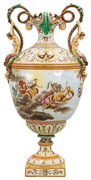 808. A large majolica 'Historismus' vase, late 19th Century.