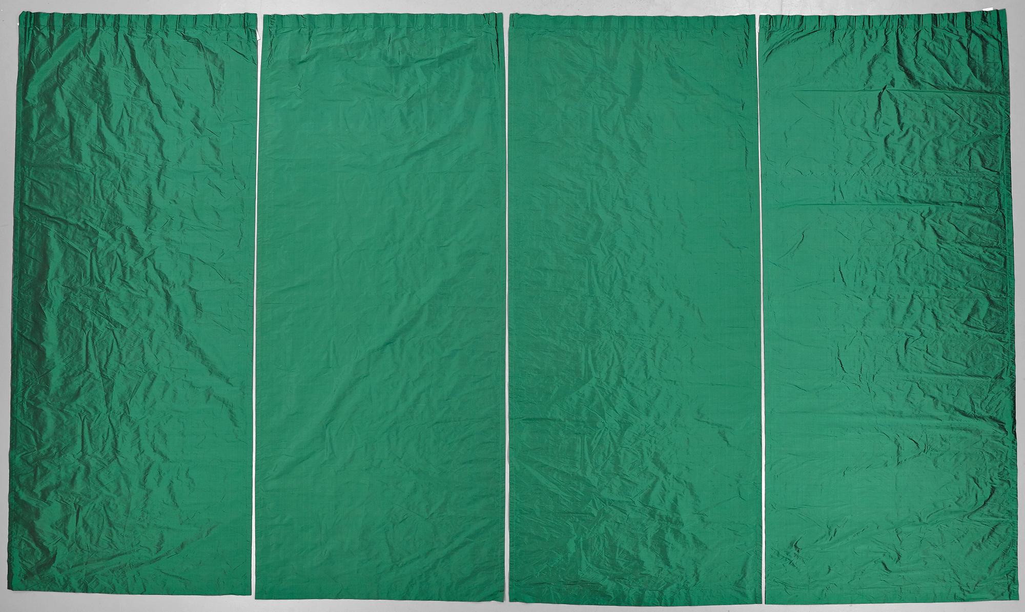 CURTAINS, 4 pcs., emerald green silk, ca 304 x 129 cm each, Svenskt Tenn, the second half of the 20th century.