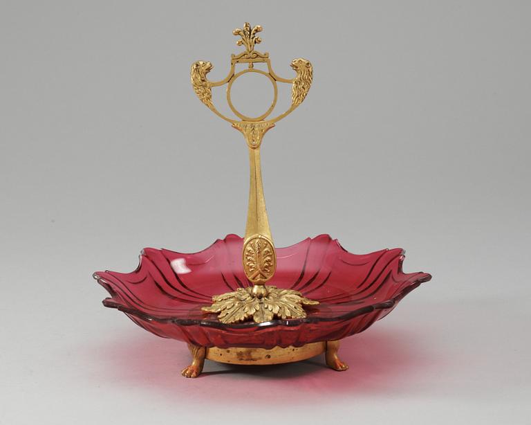 A 19th Century glass and bronze cakedish.