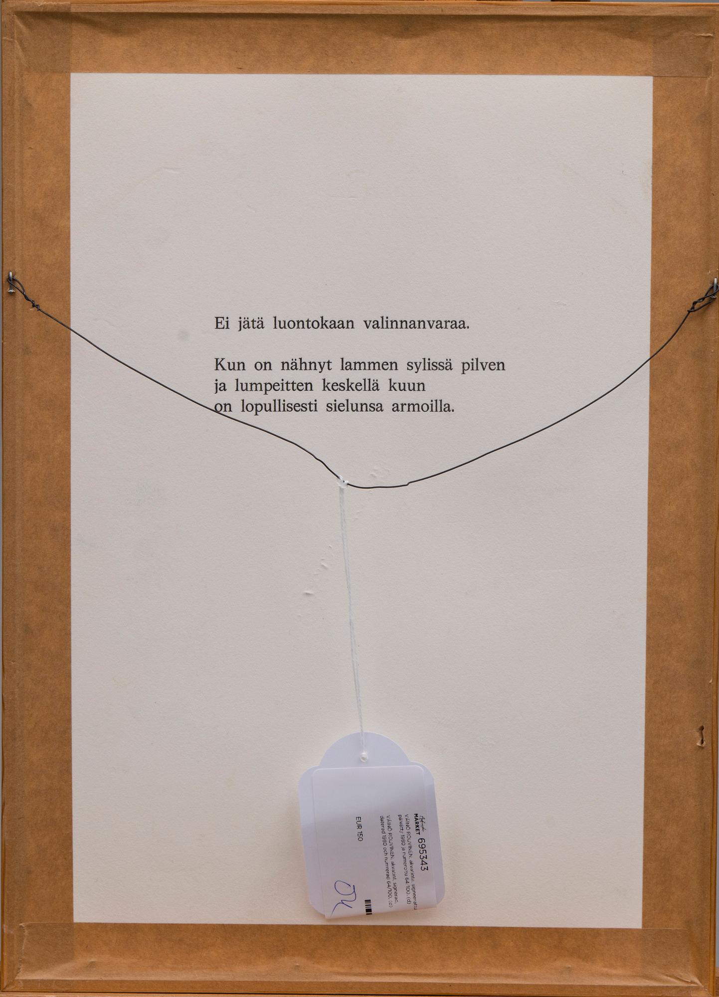 VÄINÖ ROUVINEN, akvatinta, signeerattu, päivätty 1980 ja numeroitu 64/100.
