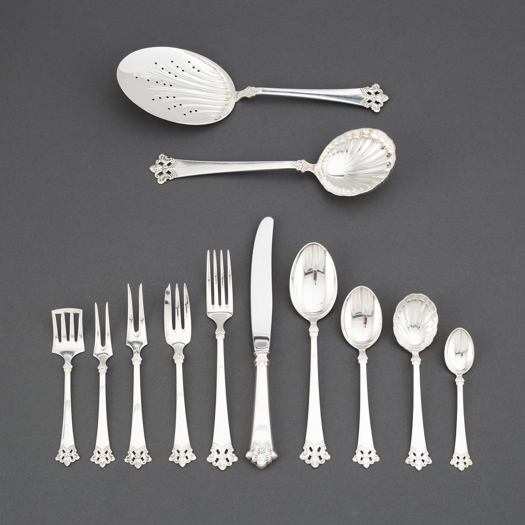 A silver cutlery, 'Anitra', Magnus Aase, Th. Olsens eftf, Norway (42 pc).