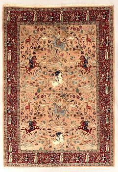 Carpet Tabriz figural semi-antique approx. 254x182 cm.