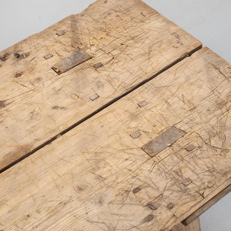 A pine bench, 19th Century.