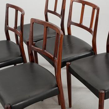 Six 1960's dining chairs, "Louise", Johannes Andersen, A.Andersen & Bohm, Denmark.