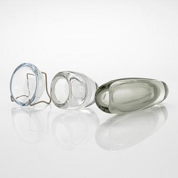 Kaj Franck, lasiesineitä, 3 kpl, Nuutajärvi ja Iittala, 1900-luvun puoliväli.