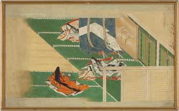 Oidentifierad konstnär, gouache på papper, två stycken, Japan, troligen 1800-tal.