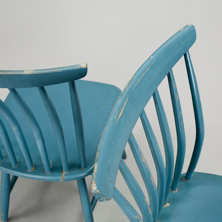 STOLAR, 4 st, "Åkerblomstolen", formgiven av Gunnar Eklöf, 1900-talets mitt.