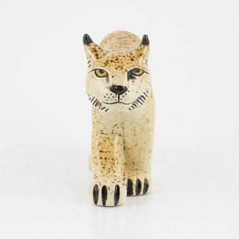 Lisa Larson, figurin, stengods, "Lodjur", för NK, Nordiska Kompaniet i samarbete med WWF, Gustavsberg.