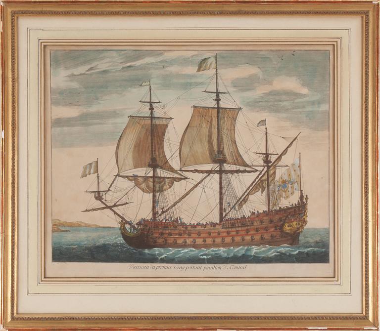 KOPPARSTICK, 2 stycken, kolorerade, 1800-tal.