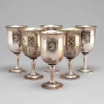 A set of six 20th century silver cups, mark of CGH, Stockholm 1957.