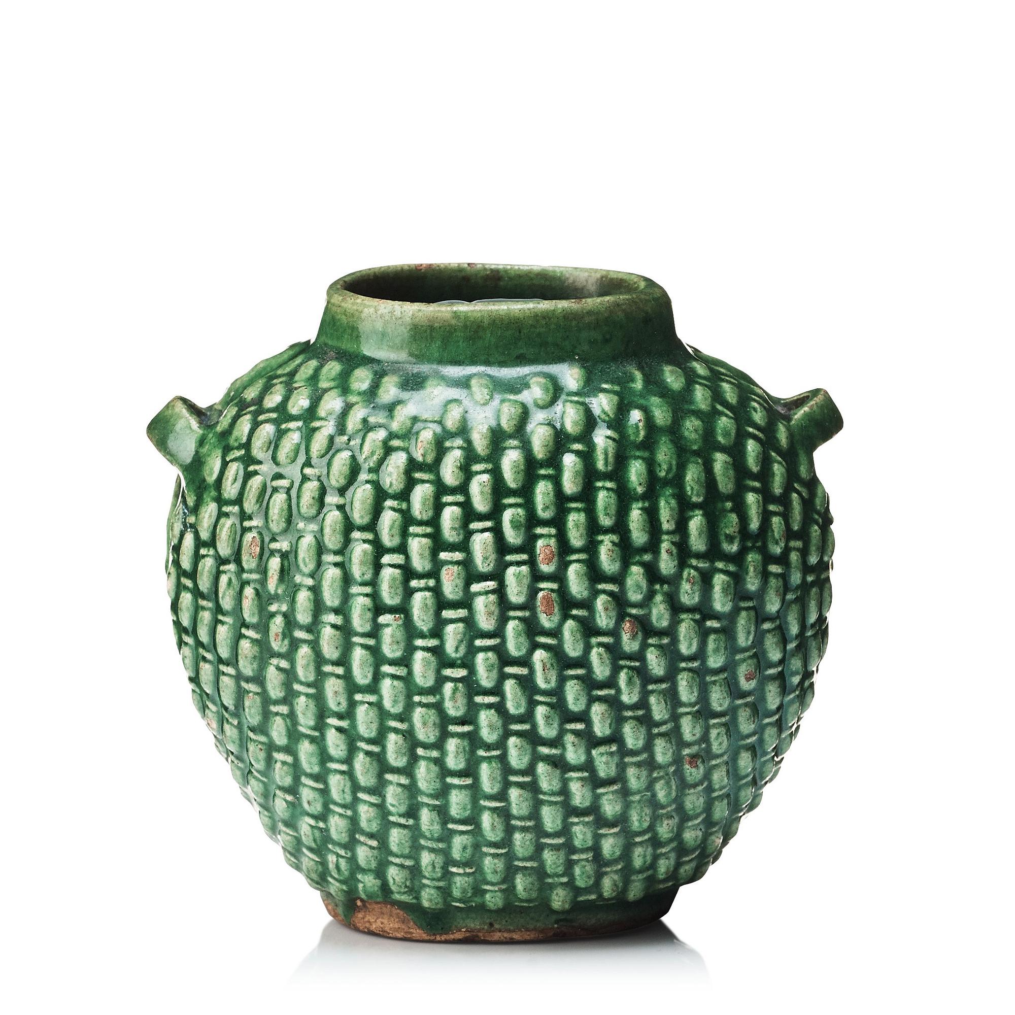 A green glaze spice jar, presumably late Ming dynasty.