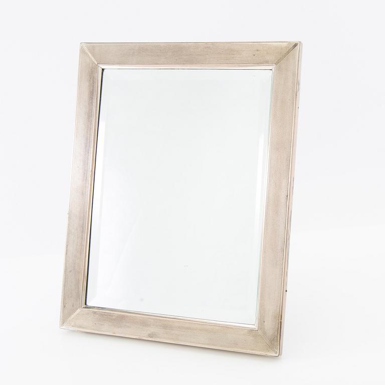 Table mirror/Frame sterling Swedish import marks mid-20th century.