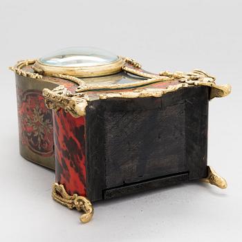 A French boulle style mantel clock, late 19th Century.