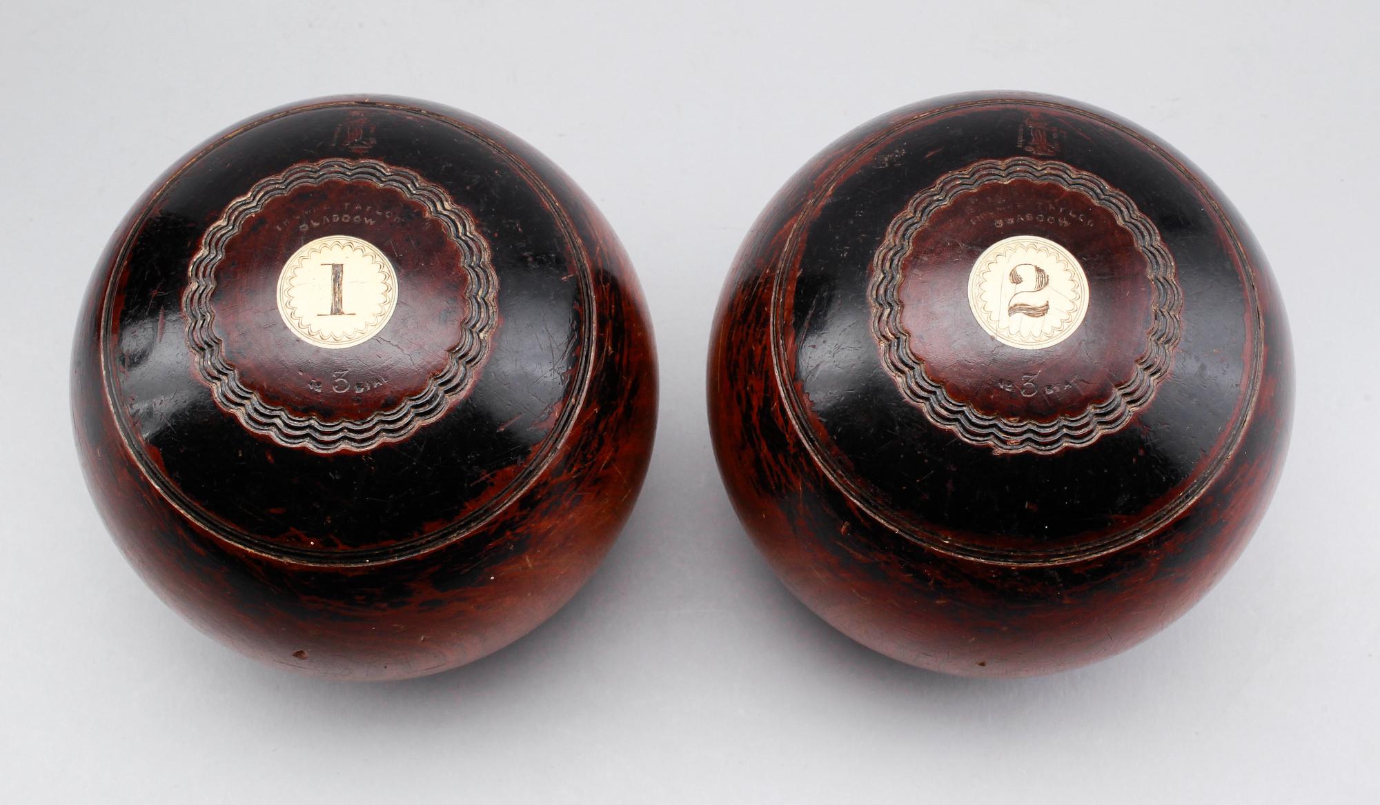 LAWN BOWLS, 2 st, Thomas Taylor, Glasgow, 1900-talets första hälft.