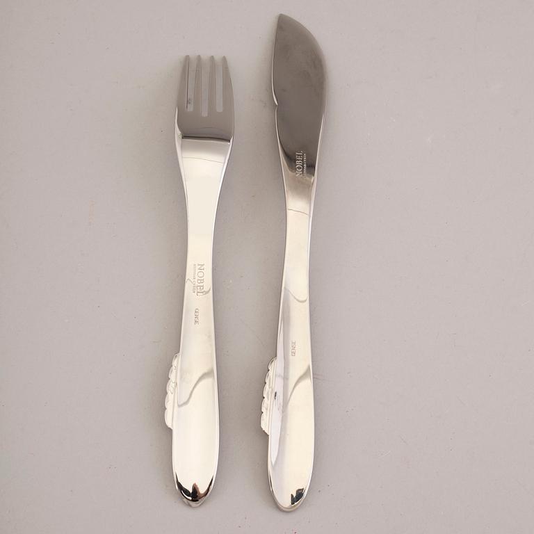 GUNNAR CYRÉN, a set of twelve pieces stainless steel flatware "Nobel", Gense, Sweden.