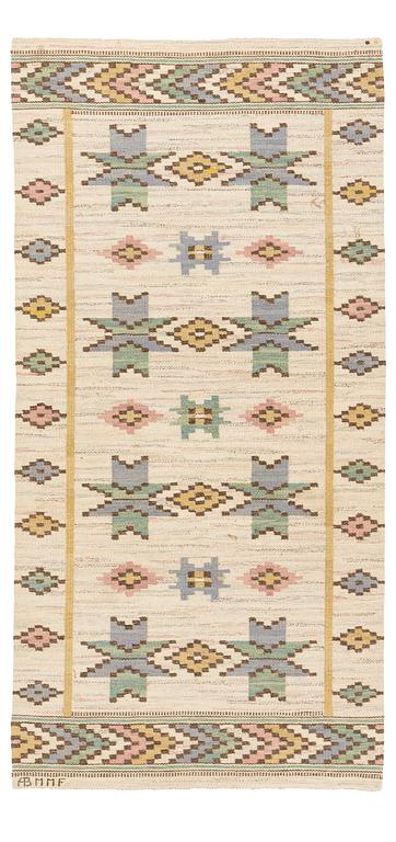 Märta Måås-Fjetterström, a carpet, "Vit botten", flat weave, ca 241 x 120 cm, signed AB MMF.