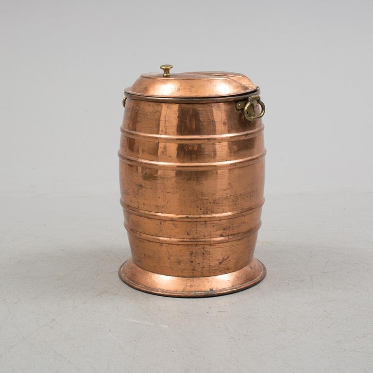 A COPPER WATER BARREL, late 19th century.