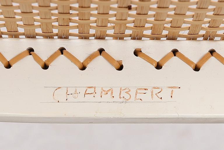 Erik Chambert, a set of six white lacquered Poem chairs, Chambert´s, Sweden 1950´s.