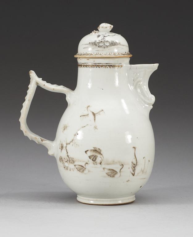 A Grisaille coffee pot with cover, Qing dynasty, Qianlong (1736-95).