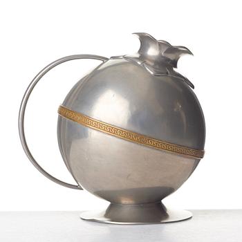 J.L. HULTMAN, a Swedish Grace pewter and brass decanter, Stockholm 1933.
