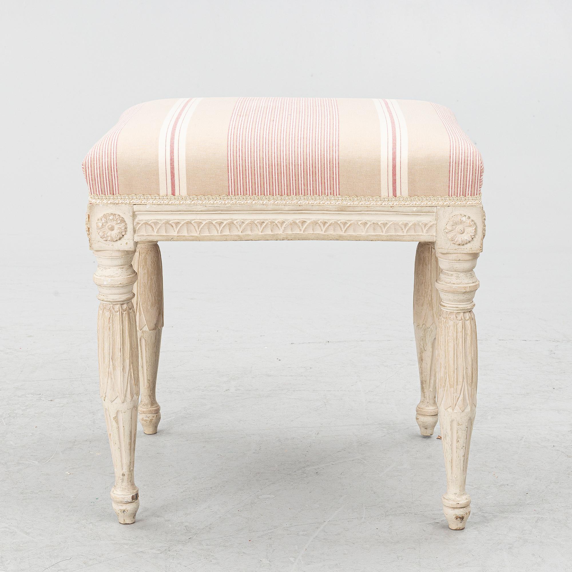 A late Gustavian stool by M- Lundberg (master in Stockholm 1775-1812).