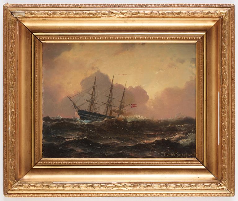 Carl Frederik Sørensen, Danish-flagged Ship on Foaming Sea.