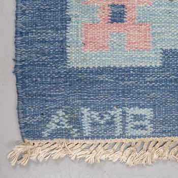 A carpet, flat weave, ca 237-240 x 172-174 cm, signed AMB, possibly designed by Anne Marie Boberg.