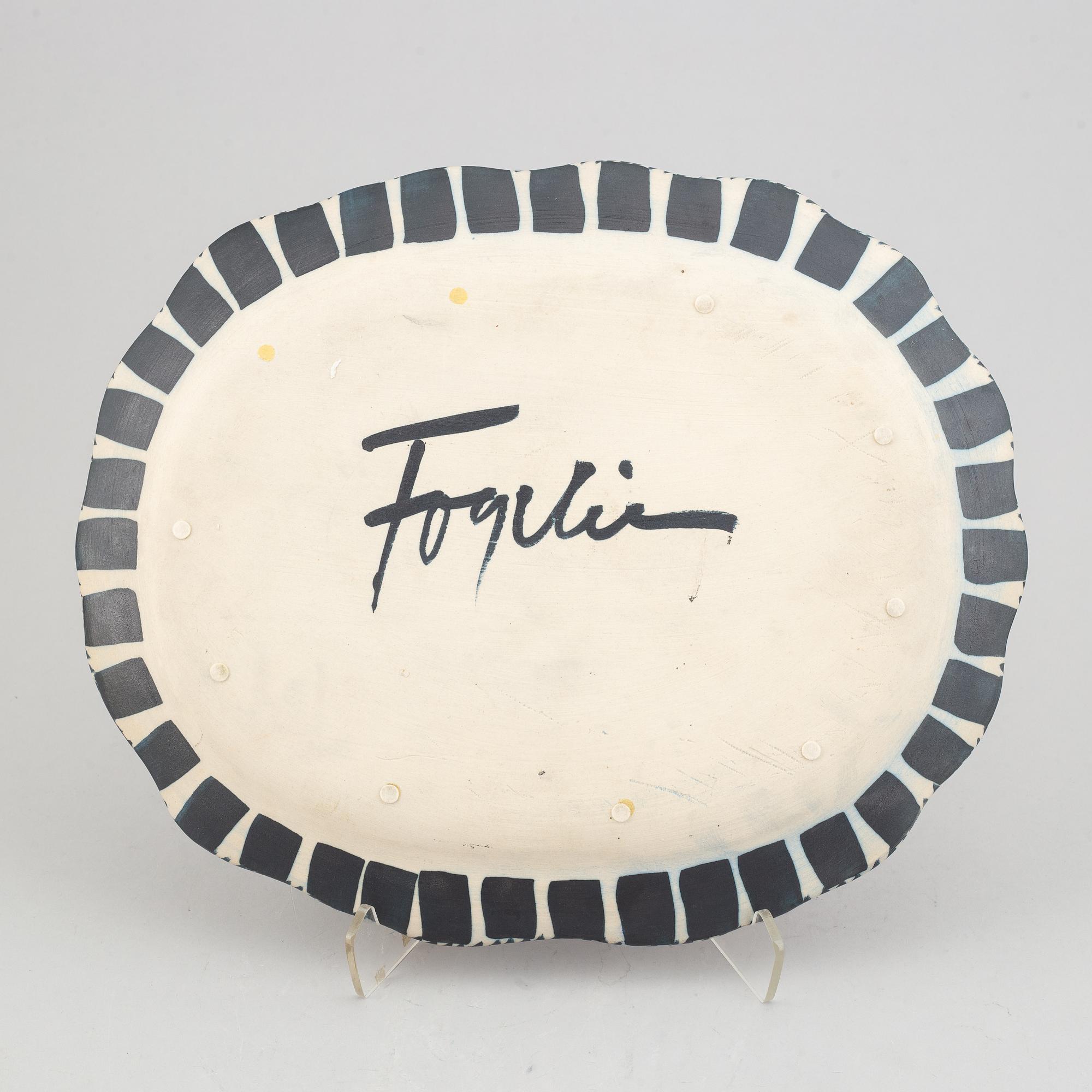 Herman Fogelin, plate, stoneware, signed.