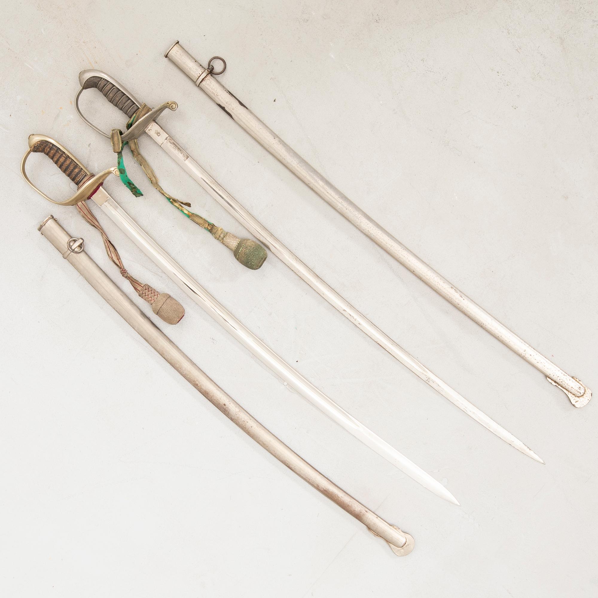 Two Danish sabres, 1858 pattern, with scabbards.