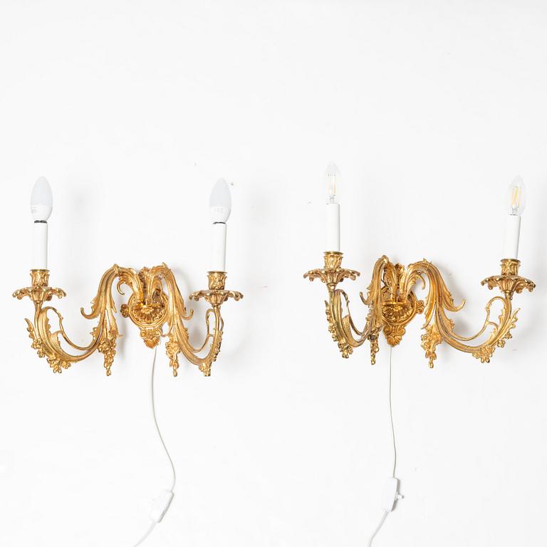 Wall sconces, a pair, circa 1900.