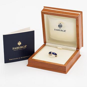 Fabergé, An 18K white gold ring with enamel and diamonds ca. 0.04 ct in total. Victor Mayer.