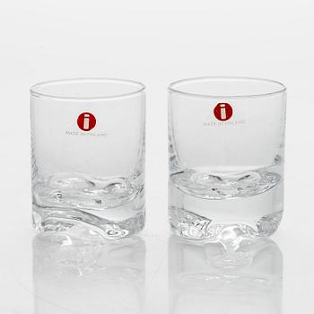 Tapio Wirkkala, two four-piece sets of 'Gaissa' schnapps glasses for Iittala, in wooden boxes. End of the 20th century.