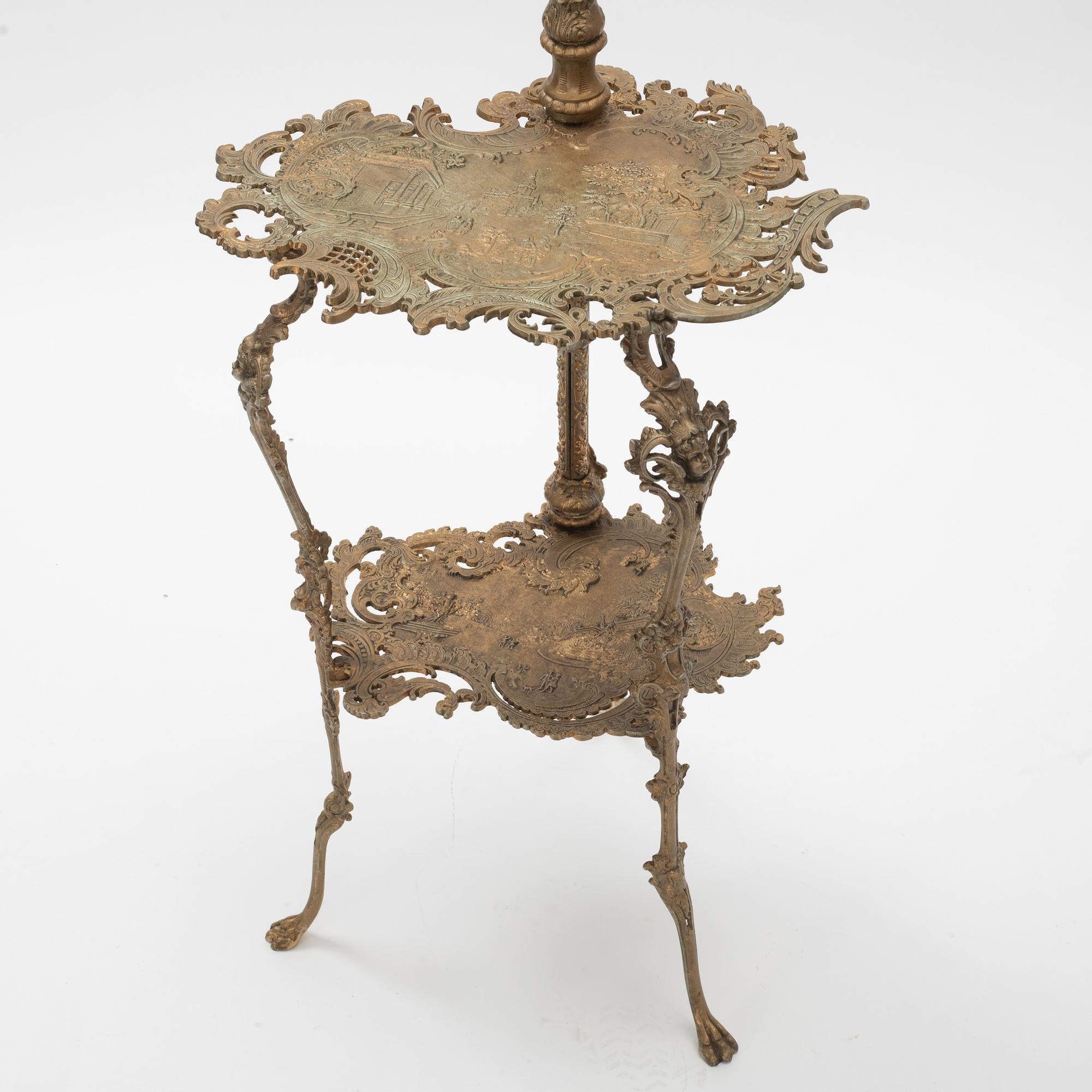 Floor oil lamp with table, Neo-Rococo, late 19th Century.
