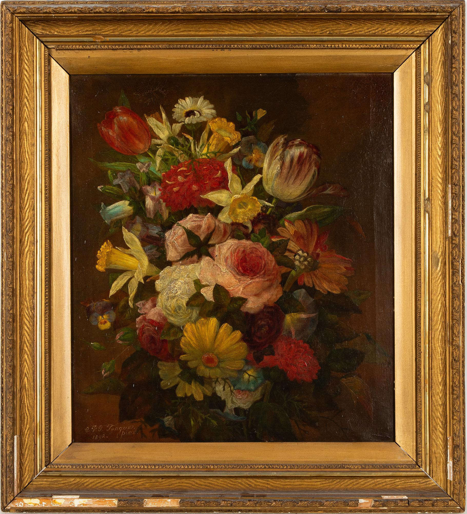 Okänd konstnär, 1800-tal. Blomsterstilleben.