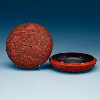 ASK med LOCK, röd lack. Qing dynastin (1644-1912).