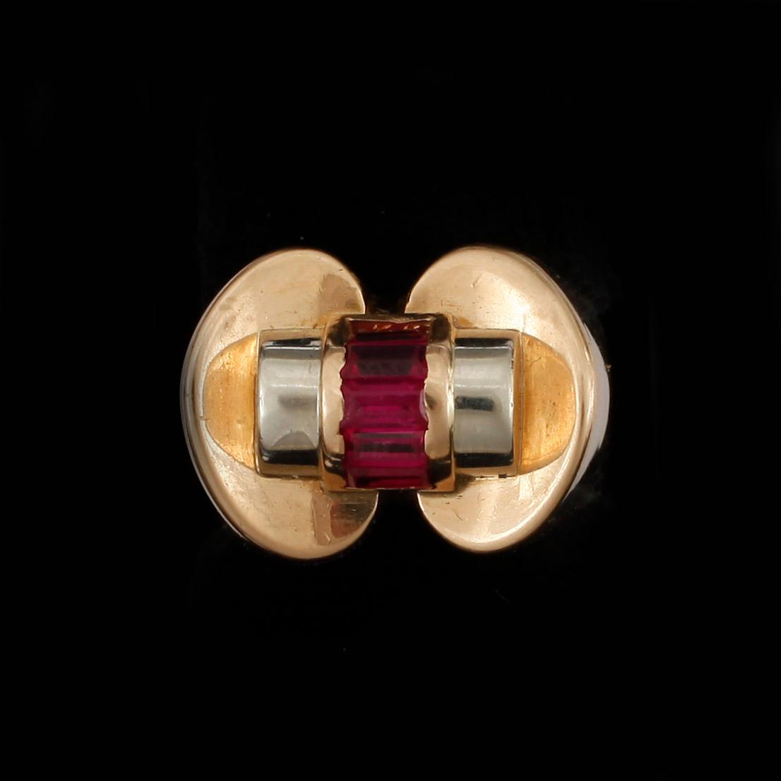 RING, 14k guld med 5 rosa safirer. Vikt ca 6,5 gram.