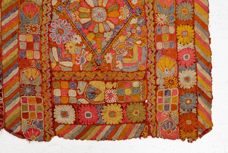 A semi-antique embroided textile, nomads, Iraq, c. 240 x 152 cm.