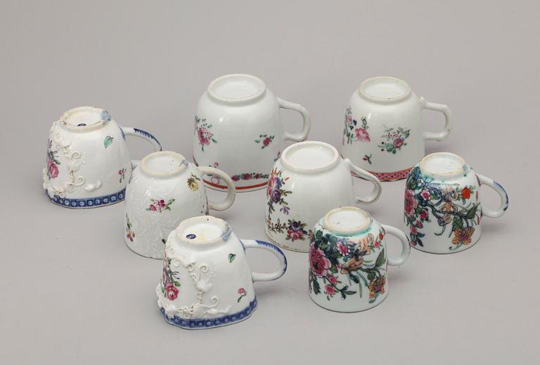 KOPPAR, åtta stycken, kompaniporslin. Qing dynastin, Qianlong (1736-95).