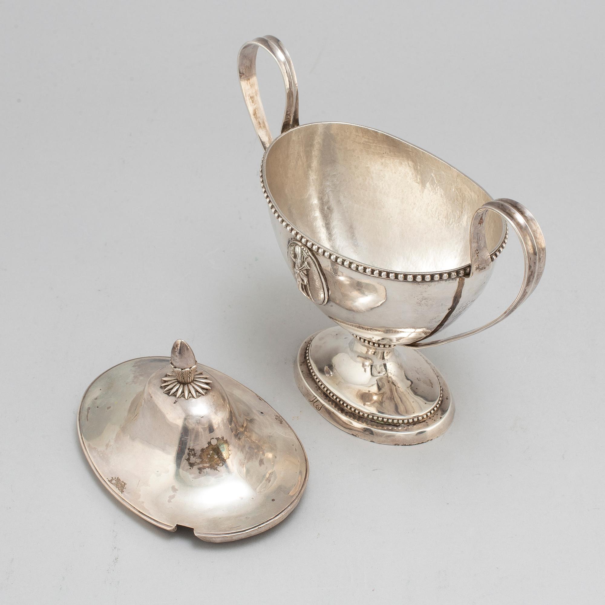PETTER JOHAN ZETTERLING, sockerskål med lock, silver, Linköping 1797.