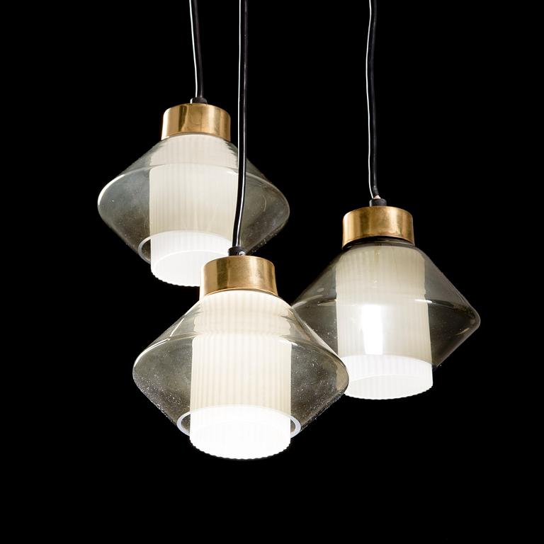 A pendant lamp designed by Stig Lindström, model 6060/3, 1960s.  Total height circa 134 cm.