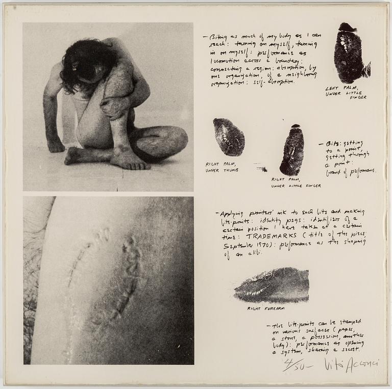 VITO ACCONCI, lithograph, 1971, signed in pencil and numbered 4/50.