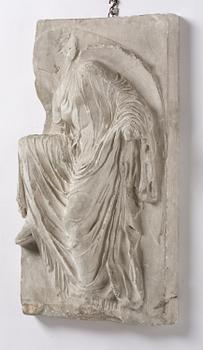 A presumably French 19th century plaster cast of the Nike of the Sandal.