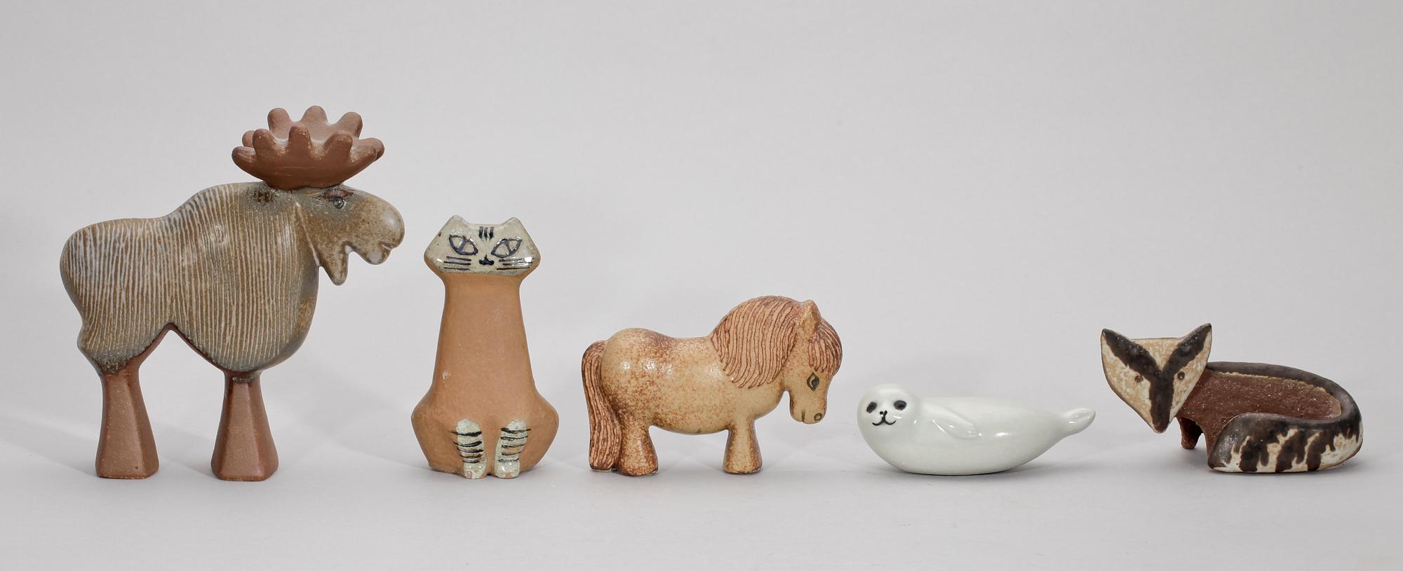 FIGURER, 5 st, stengods, Lisa Larson, Gustavsberg.