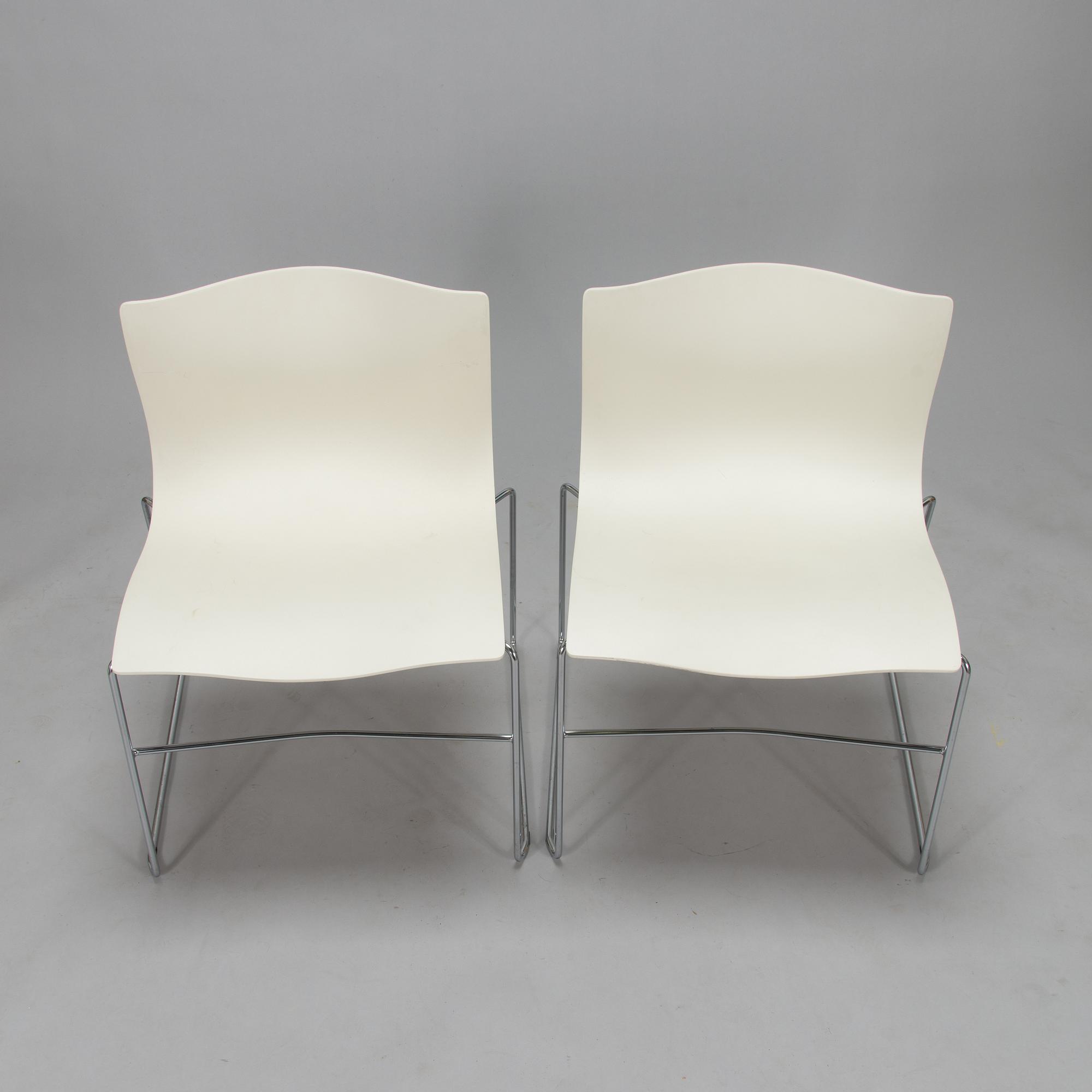 Massimo Vignelli, a set of six 'Handkerchief' stacking chairs for Knoll, 1985.