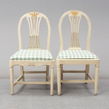 A set of (6+2) Swedish gustavian chairs, ca 1800.