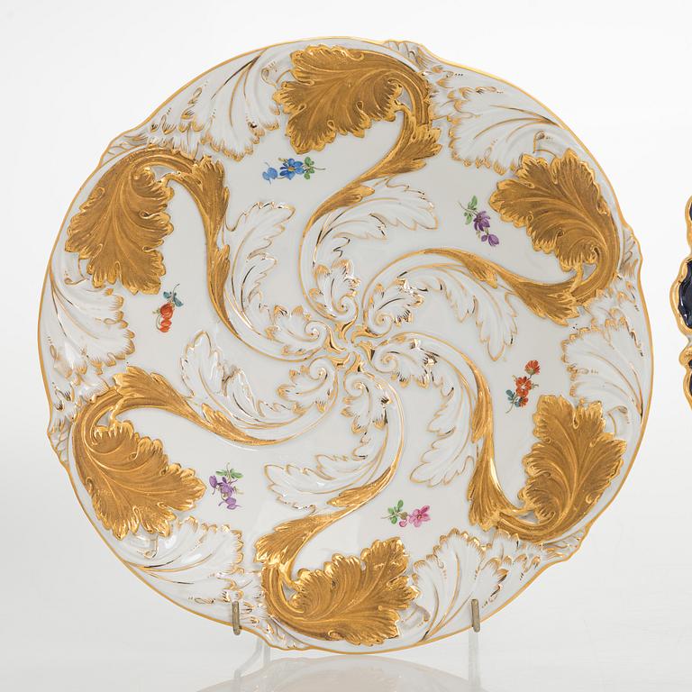 Two late 20th century porcelain Meissen dishes.
