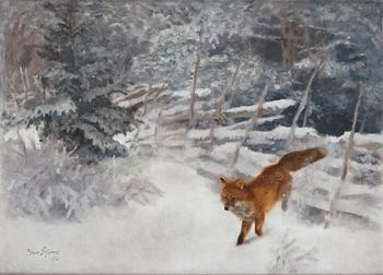 Bruno Liljefors, Fox in winter landscape.